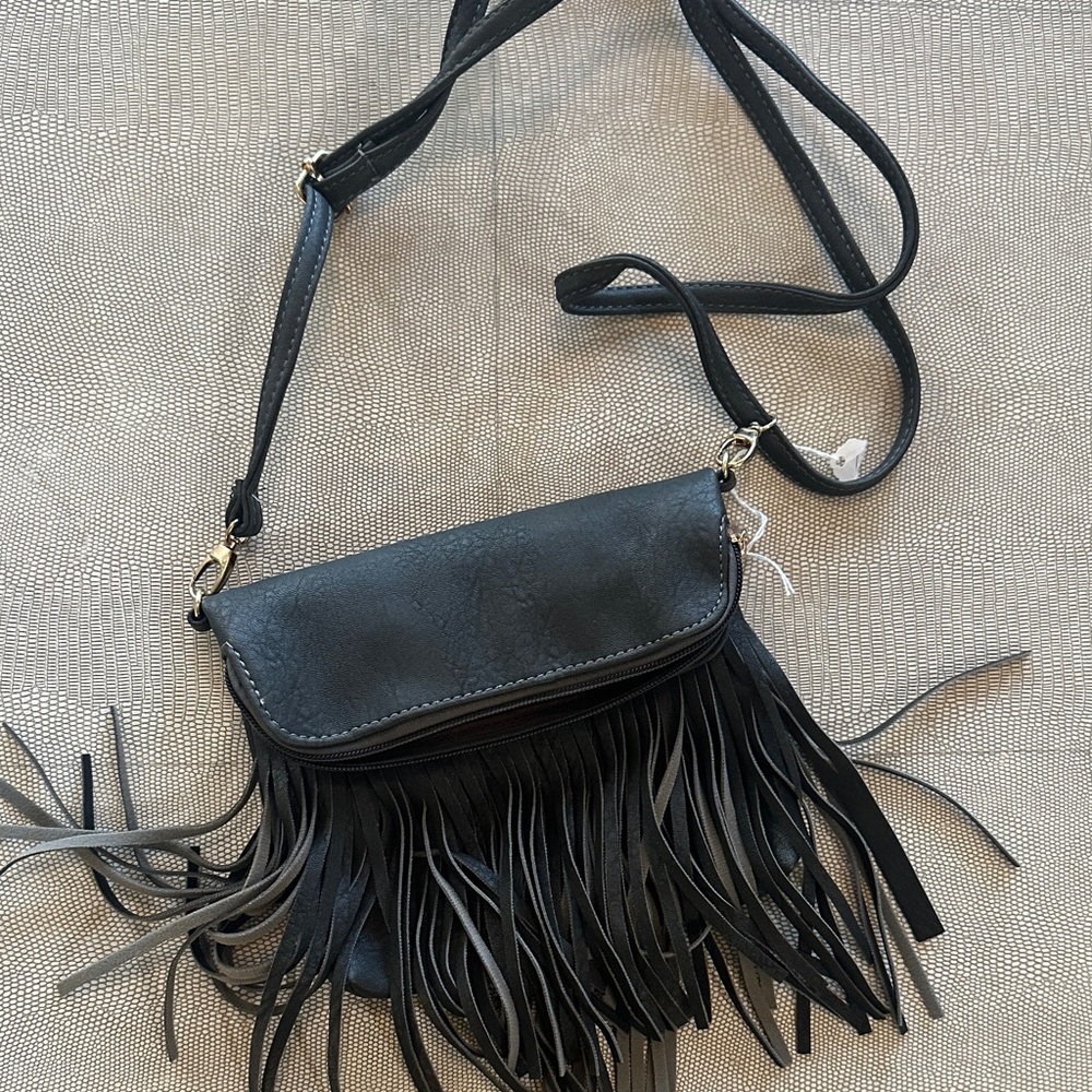 Elegant gray Fringe Crossbody Bag